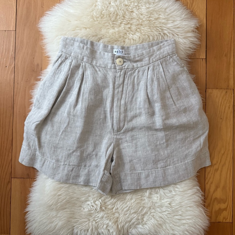 Esby Women's High Waist Linen Penny Shorts